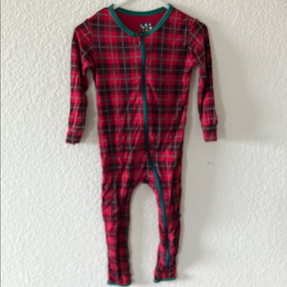 Kickee Pants Red and Green Bodysuit Cozy One Piece
